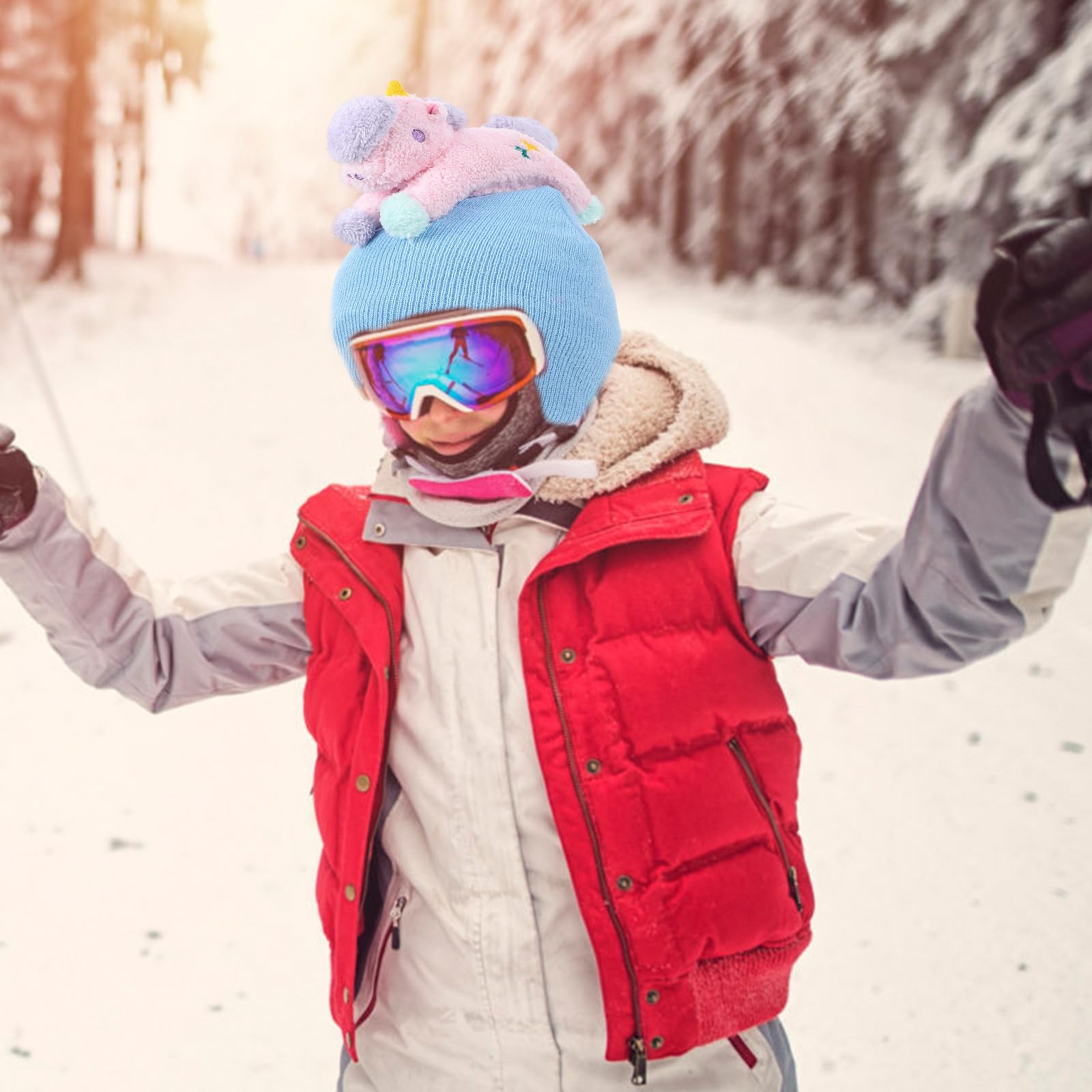 Copri Casco da Sci Elastico in Filato Lavabile, Protezione per Casco da Sci Semplice e Portatile, Adatto a Caschi Circonferenza 55-62 Cm per Sport Invernali sulla Neve