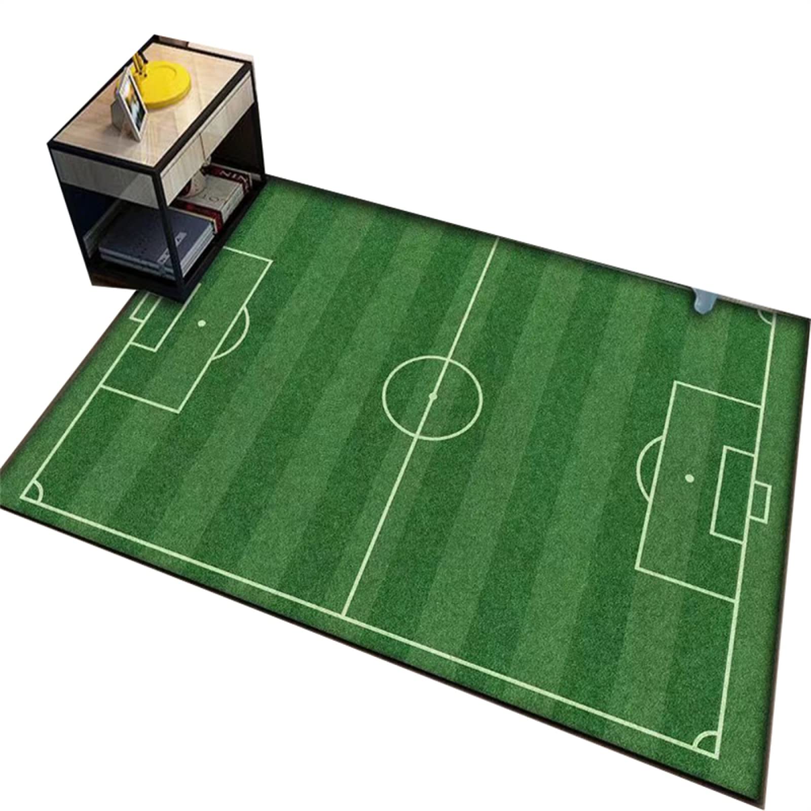 Tapis de couloir vert motif terrain de football 180x280cm pour chambre enfant