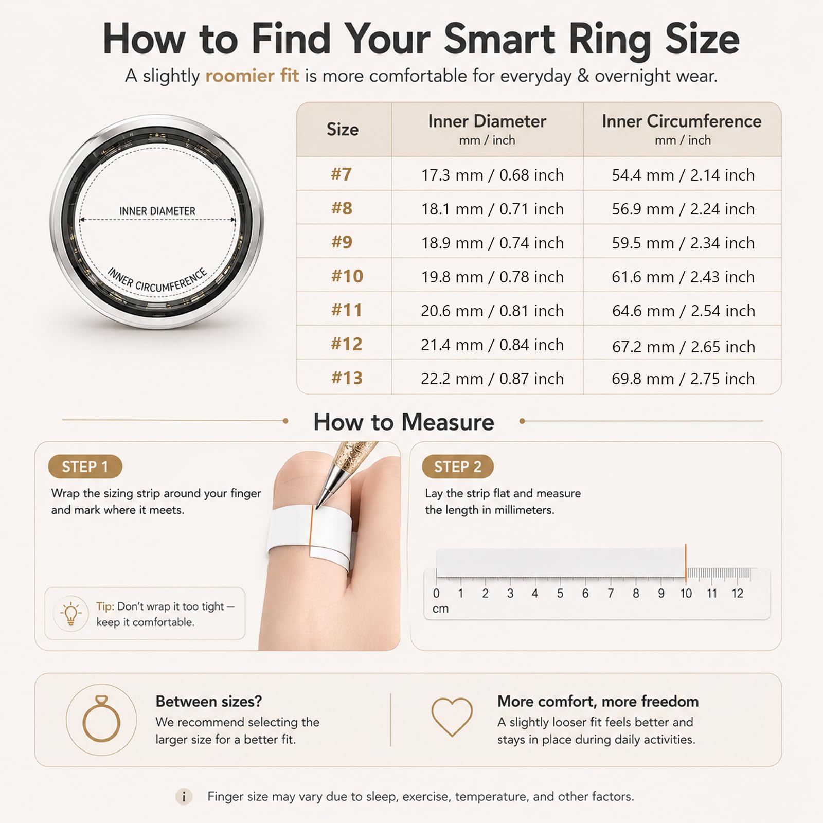 findtime Bague intelligente pour homme et femme