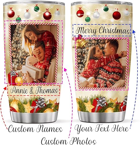 Miniatura 2 de Vaso de café personalizado, fotos personalizadas, regalos de Navidad para mujeres, hombres y amigos, taza de viaje grande con tapa, vasos de acero