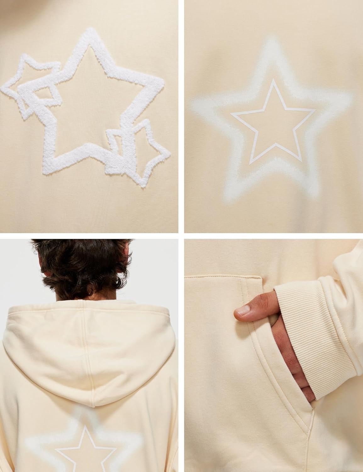 Womens Mens Hoodies Oversized Star Y2k Hoodie Acid Wash Sweatshirts Graphic Vintage Sweatshirt Streetwear Couple - Image 4