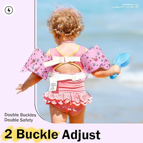 Miniatura 3 de Dark Lightning USCG Coast Guard Approved Toddler Swim Vest for Age 234567 Years Old, Kids Life Jackets with Arm Floaties 30-50 Pounds,Baby Water