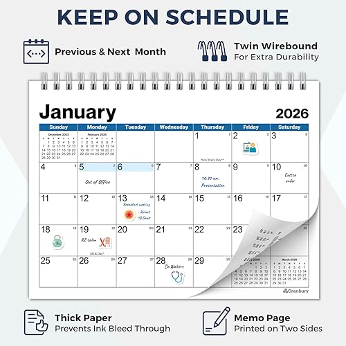 Miniatura 3 de CRANBURY Calendario de escritorio pequeño 2023-2024 - (8 x 6 pulgadas, azul), utiliza calendario de escritorio de pie de 8 x 6 pulgadas hasta