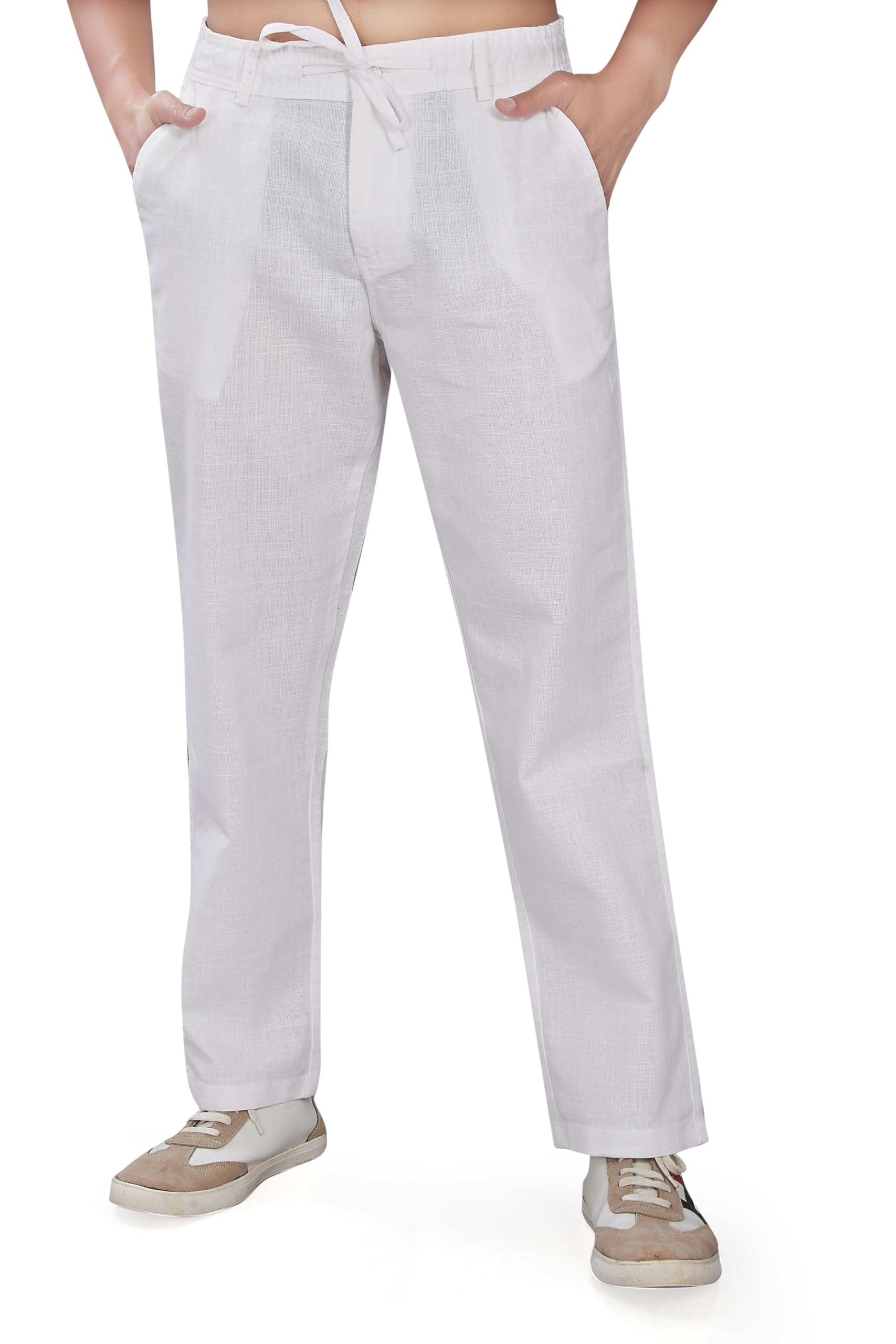 DIVISIVE Men's Relaxed Fit Cotton Linen Blend Trousers