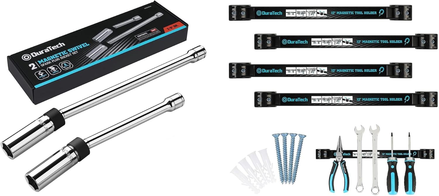 DURATECH 3PC Swivel Spark Plug Socket Set and 4