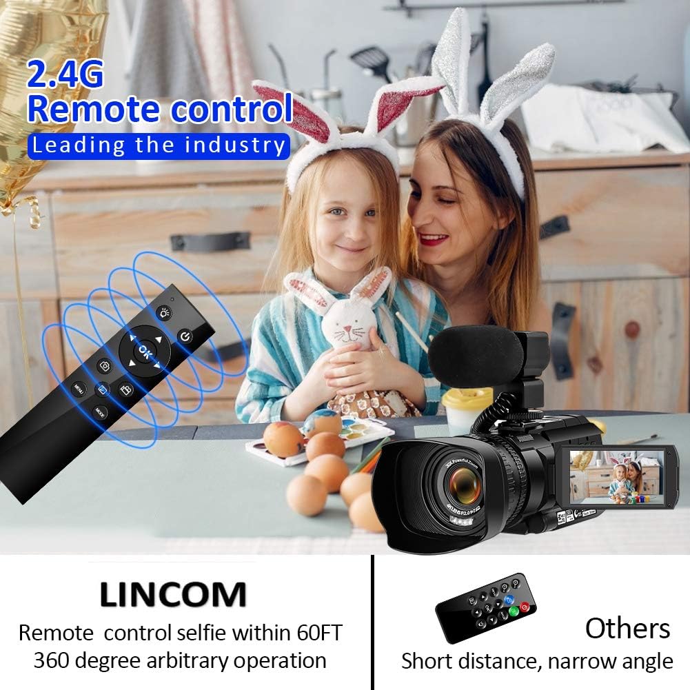 Video Camera 4K Camcorder Vlogging Camera for YouTube IR Night Vision 48MP 30FPS 30X Digital Zoom Camera Recorder with Microphone : Electronics