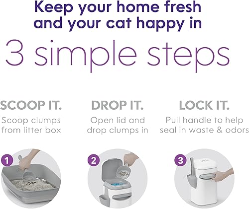 Vista 18 de Litter Genie Easy Roll Pail Sistema de eliminación de residuos de caja de arena para gatos para control de olores Incluye 1 rollo de 24 bolsas