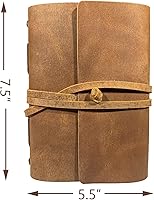 Vista 6 de Cuaderno Diario Marrón - Los Mejores Diarios de Cuero Cool Genuinos para Escritores Tamaño Pequeño 5.5x7.5 Pulgadas, Libreta Para Hombre y Mujer