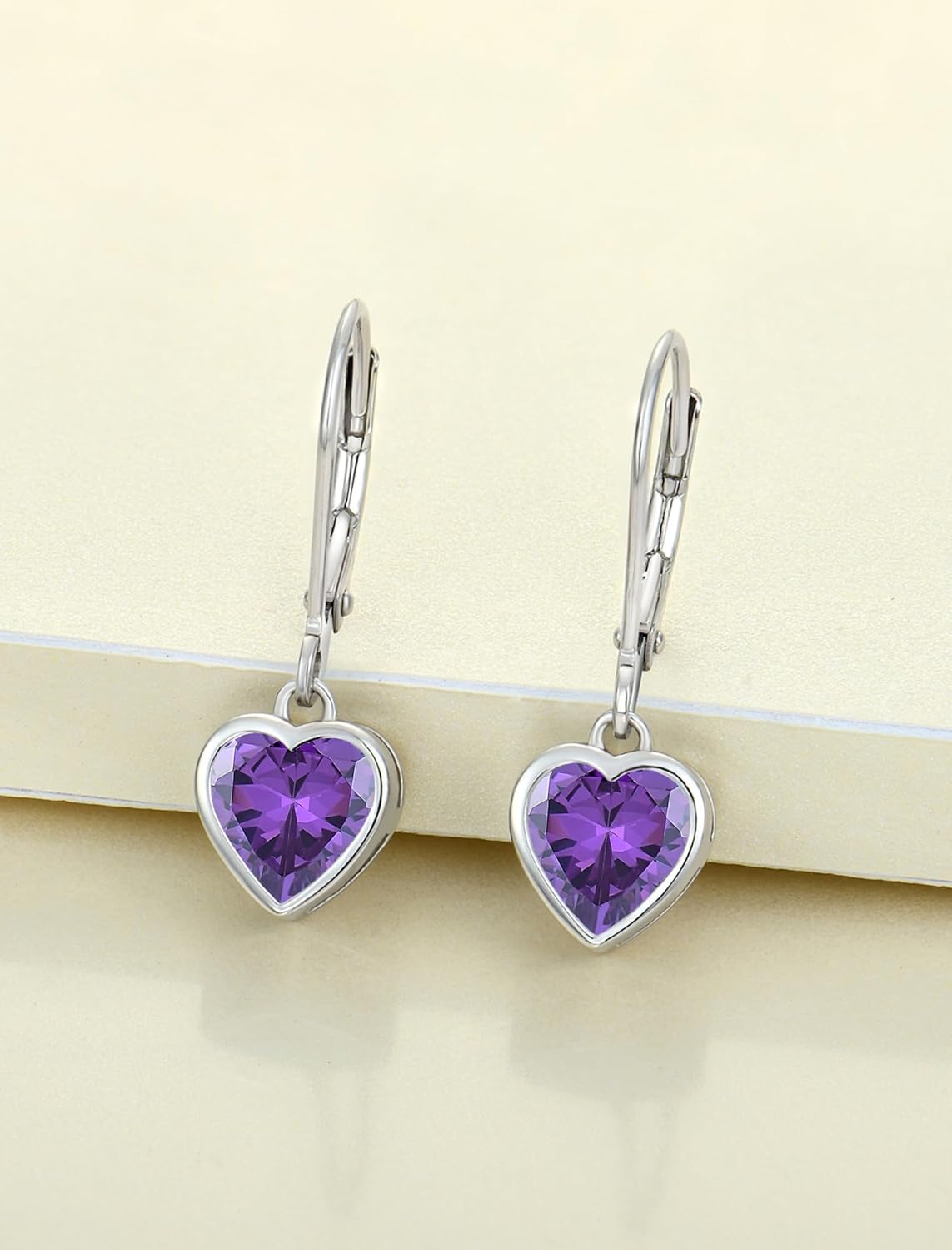YL 925 Sterling Silver Solitaire Teardrop Dangle Drop Earrings Pear/Heart/Round Cut Birthstone Leverback Earrings Jewelry for Women