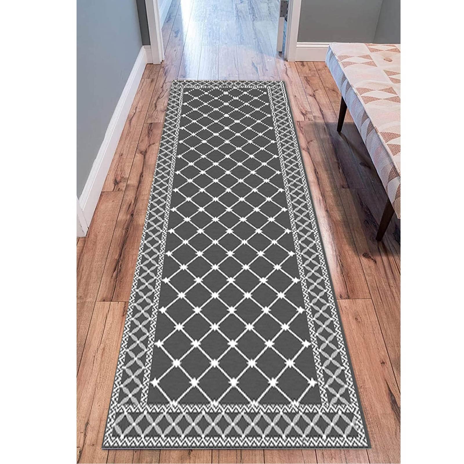 Hallway Carpet Runner Non Slip Washable Narro Narrow Runner Rug,100cm 2m 300cm 4m 5m 6m Long Carpets for Kitchen Hall Stairs (Size:60x100cm/2ftx3.3ft)