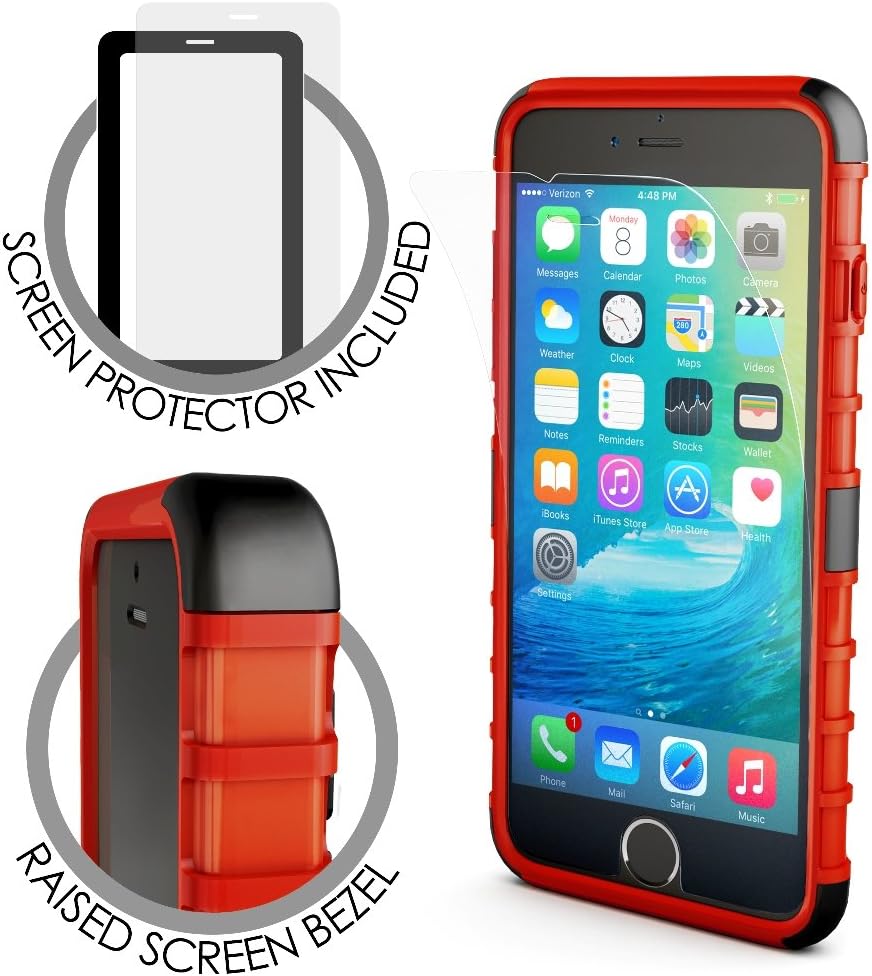 iPhone 6s Case, BUDDIBOX [Wave] Slim Rugged Durable Protective Case with Kickstand for Apple iPhone 6 and 6s, (Red)