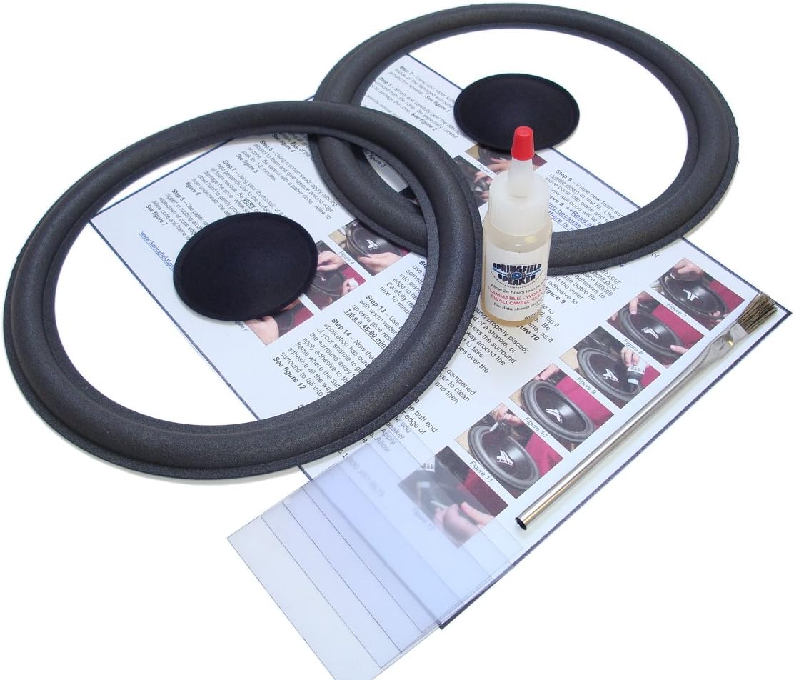 Complete Dahlquist 10" Speaker Foam Surround Edge Repair Kit - 2 Speaker Kit - 2 Felt Dust Caps - Compatible with Dahlquist DQ-10, DQ10, DQ-20, DQ20