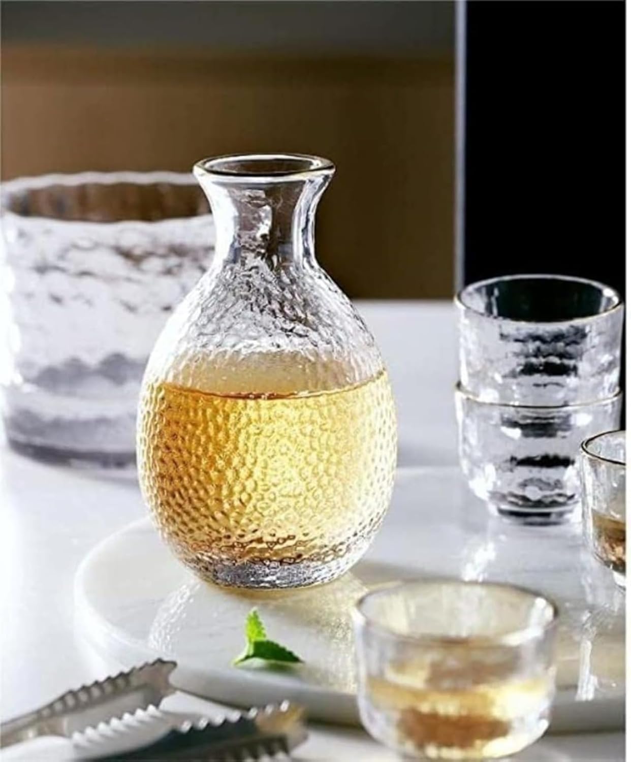 酒器セット猪口冷酒耐熱グラスクリアセットウイスキーウオッカウオッカキャンプバースナック居酒屋ギフト熱酒セット猪口冷酒器 (D)