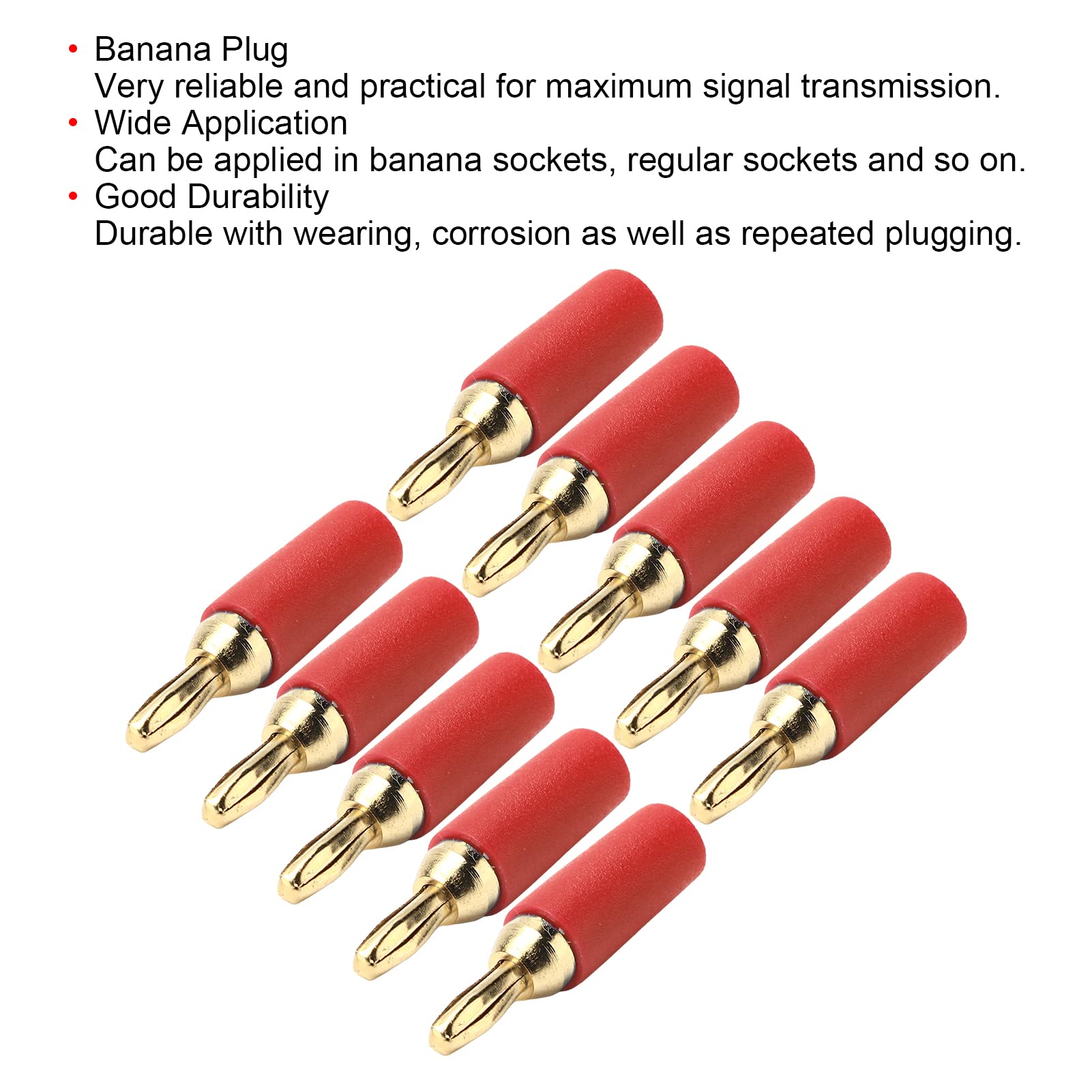 5 Paires De Prises Bananes Mâles Isolées 4mm - Laiton - Pour Soudure, Audio, Tests Électroniques - Max 24A 60V DC