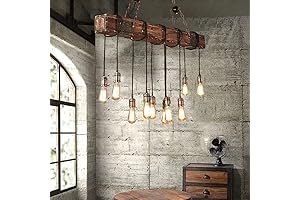Rustic Farmhouse Style Faux Wood Beam Chandelier