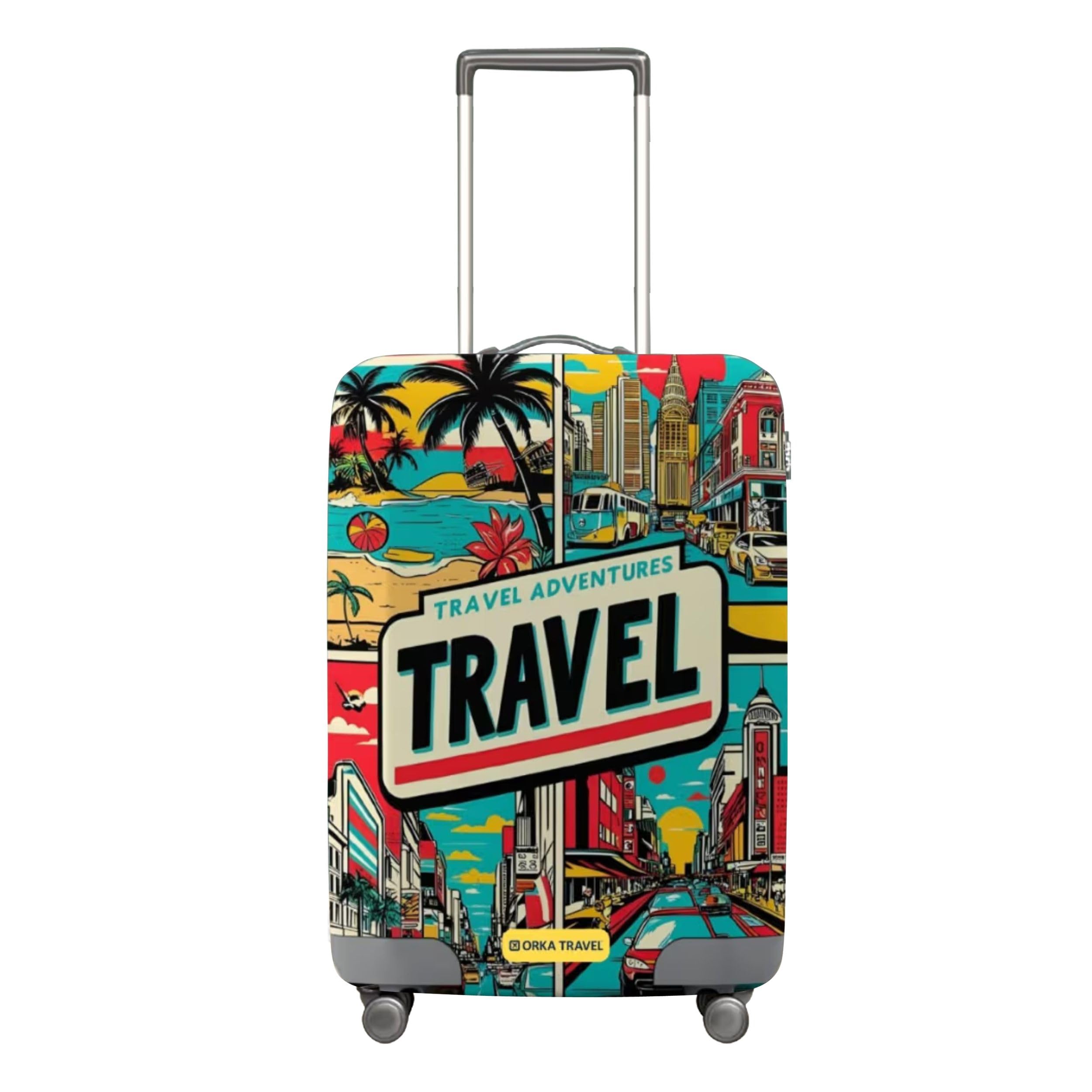 Wanderer Theme Digital Printed Spandex Stretchable Fabric Luggage Protector Cover only (Medium 24-26 inch) (Suitcase Bag Not Included in This Product)-image-34