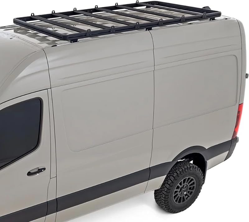 Sistema de portaequipajes para Mercedes-Benz Sprinter 2500/3500 (2019-2025) - Soporte de aluminio con barras transversales ajustables, montaje en ranura en T, carga de 600 lb