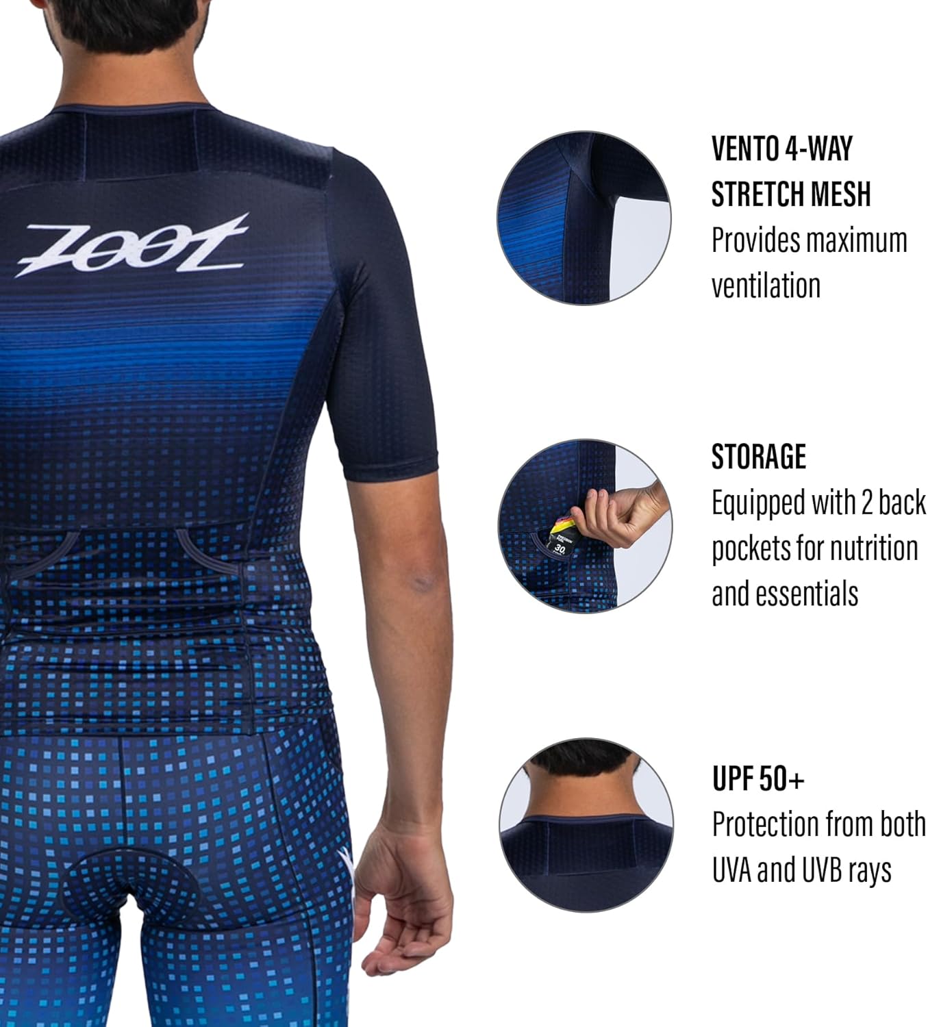 Zoot Men’s LTD Tri Aero Jersey, Short Sleeve Triathlon Race Jersey with UPF Sun Protection & Pockets