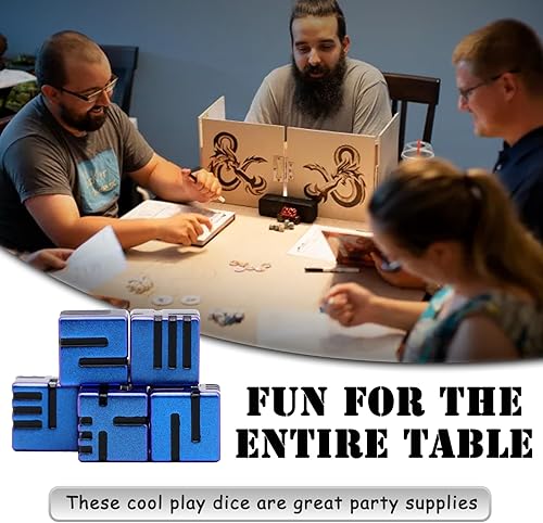 Miniatura 8 de FONVGOGO Juego de 6 dados de metal D6 de ciencia ficción, ideal para DND Shadowrun Pathfinder RPG Warhammer Dungeons and Dragons (D6 Dazzle Black)