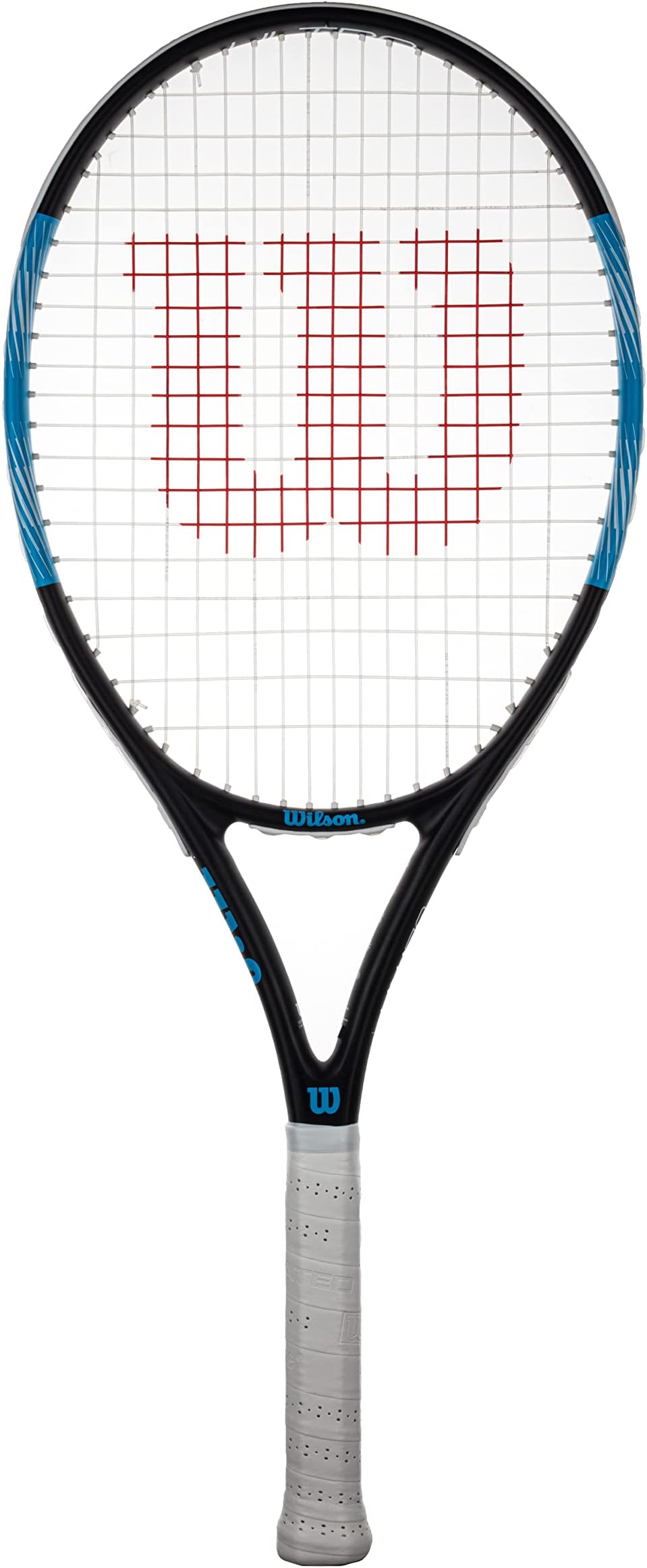 wilson Ultra Elite 105 Adults Tennis Racket (Available in Grip Sizes 1 to 4) (Grip 3 (4 3/8'')), Black, Blue, White