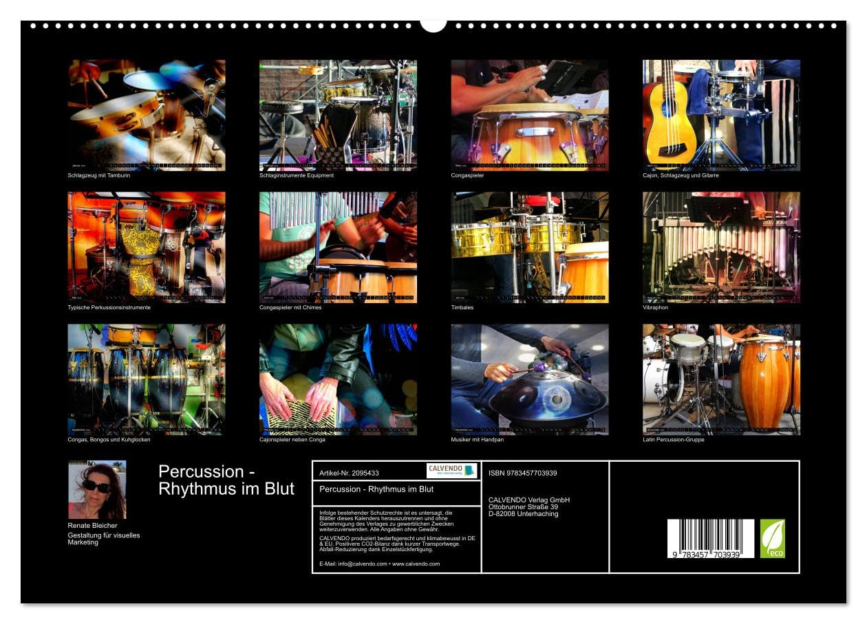 Percussion - Rhythmus im Blut (hochwertiger Premium Wandkalender 2026 DIN A2 quer), Kunstdruck in Hochglanz: Atmosphärische Bilder verschiedener ... und Schlaginstrumente (CALVENDO Kunst)