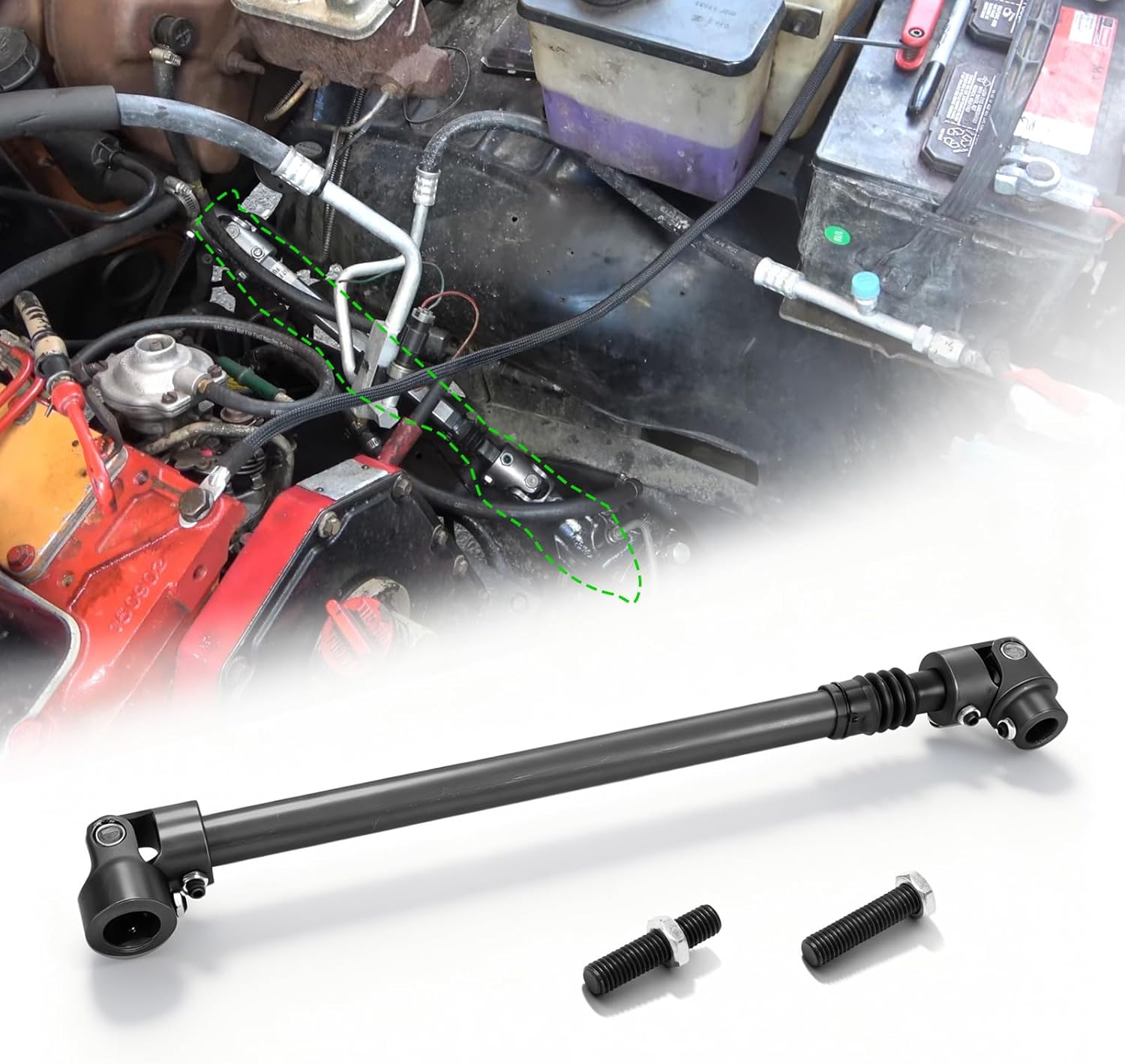 leaptrend 000980 21in Telescoping Steering Shaft Fit for 1980-1991 Ford Bronco F100 F150 F250 F350, Telescopic Intermediate Column Assembly with Two Billet Steel Universal Joints