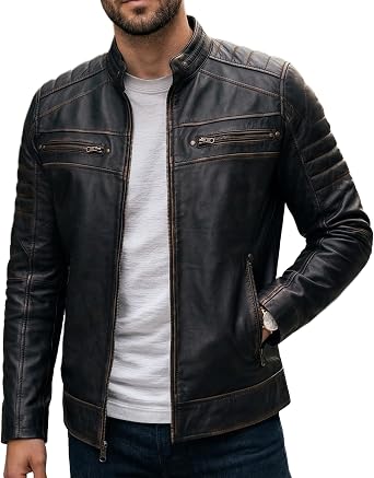Real Lambskin Leather Jacket For Men