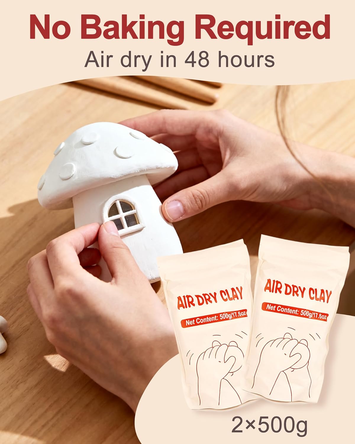 cycletour Pottery kit, 1 KG Air Dry Clay for Adults Includes 20 ML Glaze, 5 Clay Tools and Operation Guide. Adult Pottery Kit for Adults for Beginners DIY Handmade Gifts