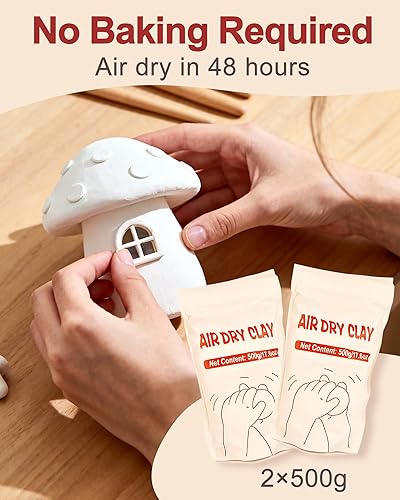 Miniatura 2 de cycletour Kit de cerámica, 2.2 lbs de arcilla seca al aire para adultos, incluye esmalte de 0.7 fl oz, 5 herramientas de arcilla y guía de