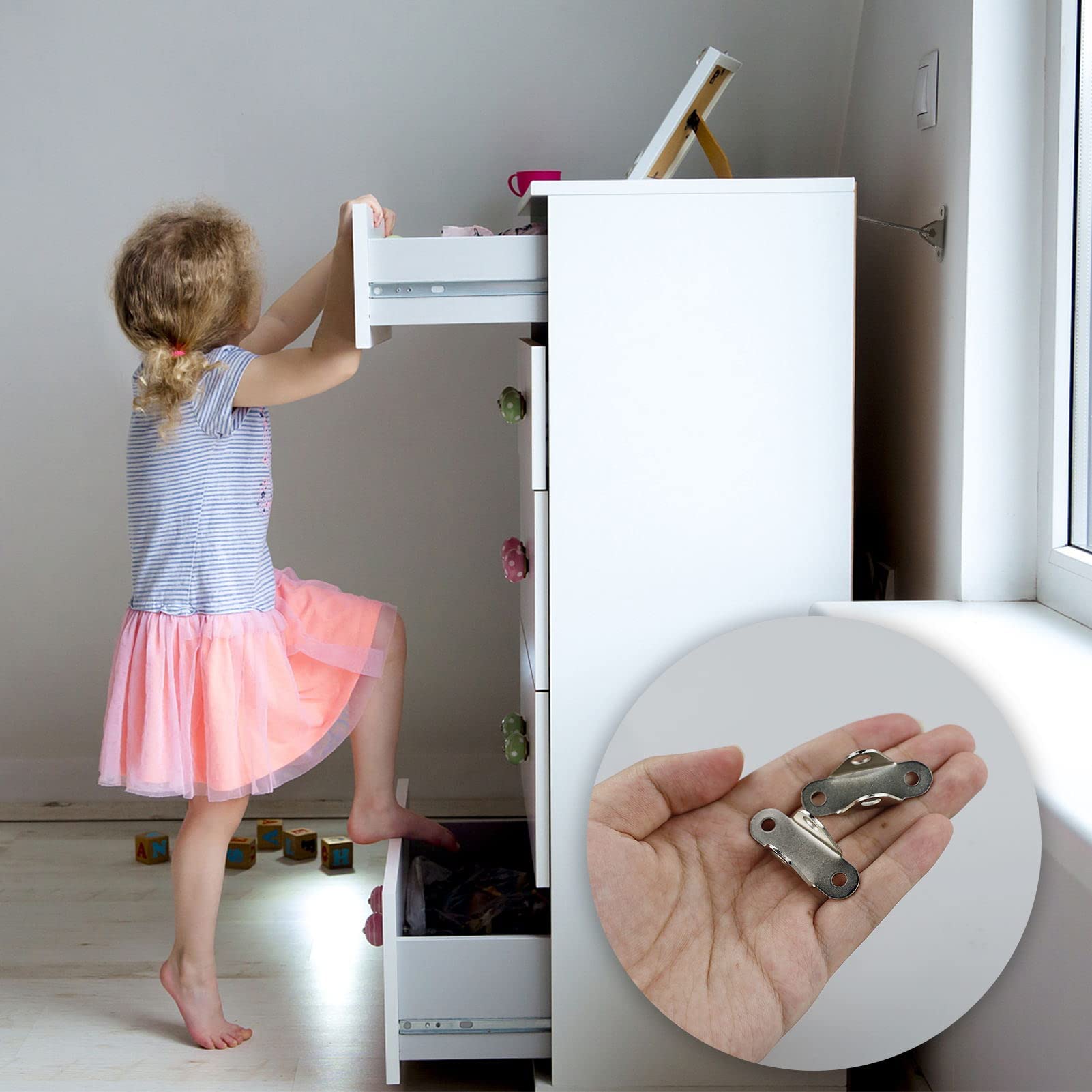 Kit 6 Cinghie Anti Ribaltamento Mobili - Sicurezza Per Librerie E Armadi - Foto 7