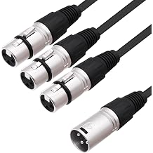XLR Splitter Audio Y Cable Adapter 1 Male to 3 Way Female XLR Balanced Microphone Audio 1 to 3 Splitter Cable for Mixer Amplifier Camera-0.6M/1.96FT 1 Male to 3 Female