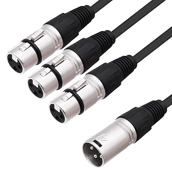 XLR Splitter Audio Y Cable Adapter 1 Male to 3 Way Female XLR Balanced Microphone Audio 1 to 3 Splitter Cable for Mixer Amplifier Camera-0.6M/1.96FT 1 Male to 3 Female