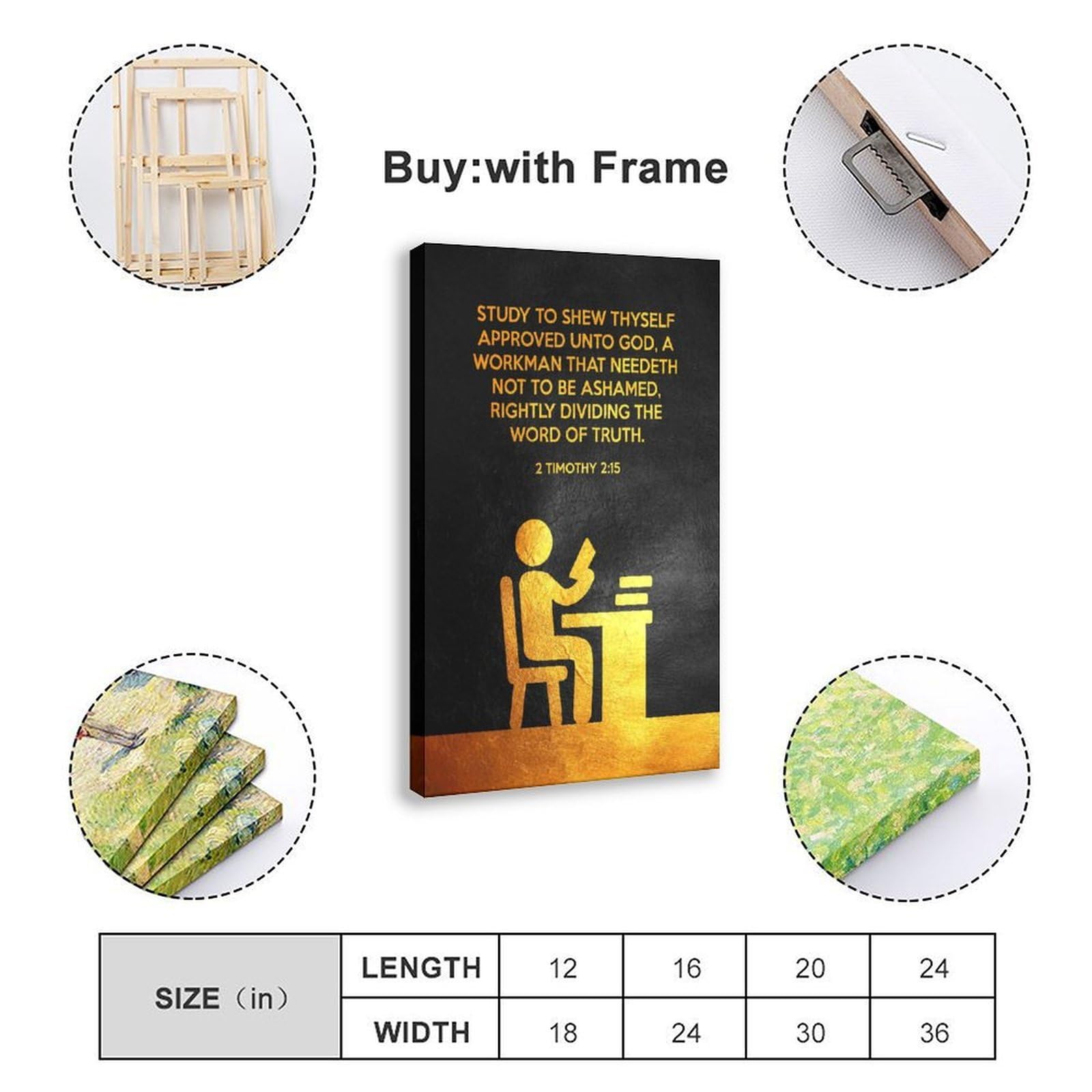ANFOTCM 2 Timothy 2 15 plakat na płótnie sztuka ścienna sypialnia dekoracja do biura pokoju kuchni prezent 60 x 90 cm