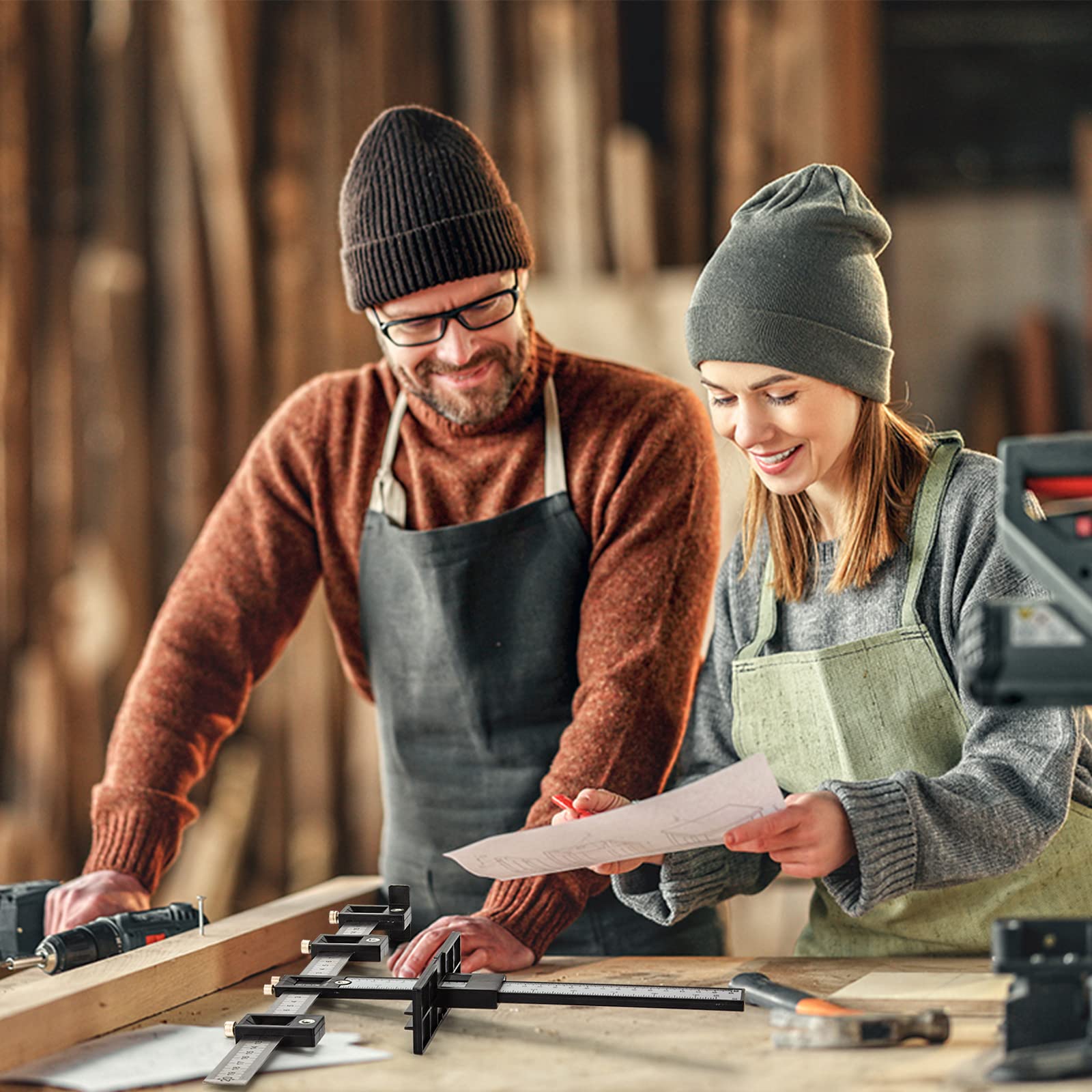 Guida per Foratura Rimovibile Localizzatore di Punzoni per Legno Dima di Posizionamento per Lavorazione del Legno, Armadi, Cassetti