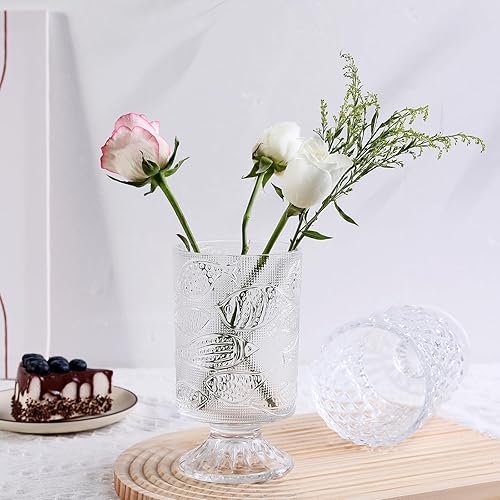 Miniatura 8 de Jarrón de pedestal, jarrón de compota transparente, jarrones de vidrio para flores, diseño grueso, centro de mesa de boda, mesa de centro de mesa