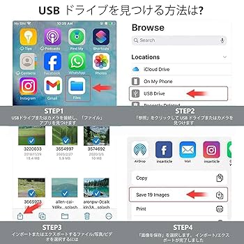 Amazon.co.jp: iPhone USB 変換アダプタ Lightning USB 3 カメラ