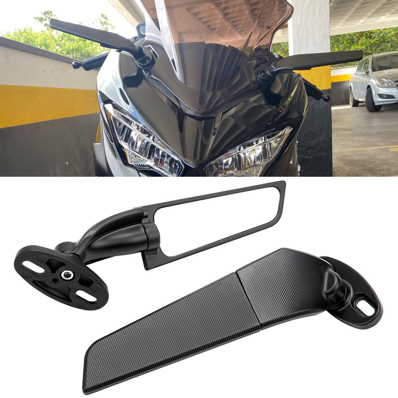 Espejos Retrovisores Giratorios Ajustables para Motocicleta - 2 Piezas para Viento, Modificados y Ampliados