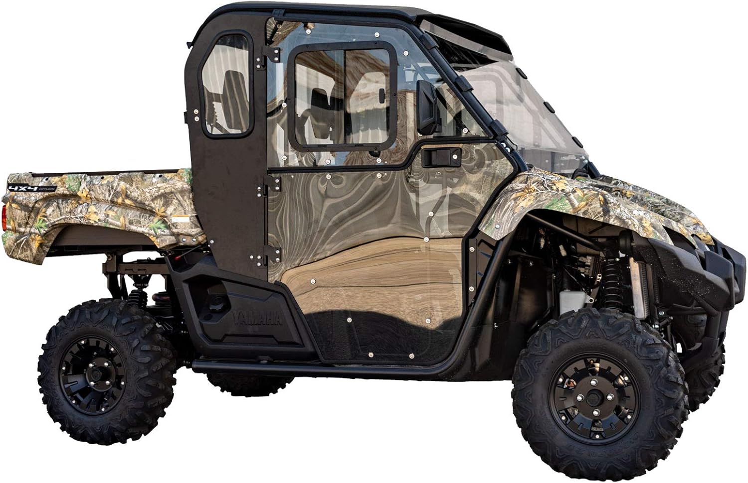 SuperATV Yamaha Viking Cab Enclosure Doors, See Fitment, Made of Scratch Resistant Lightly Tinted Polycarbonate, Side Mirrors Included, Built in Sliding Window - Key Locking Latches - Made in USA