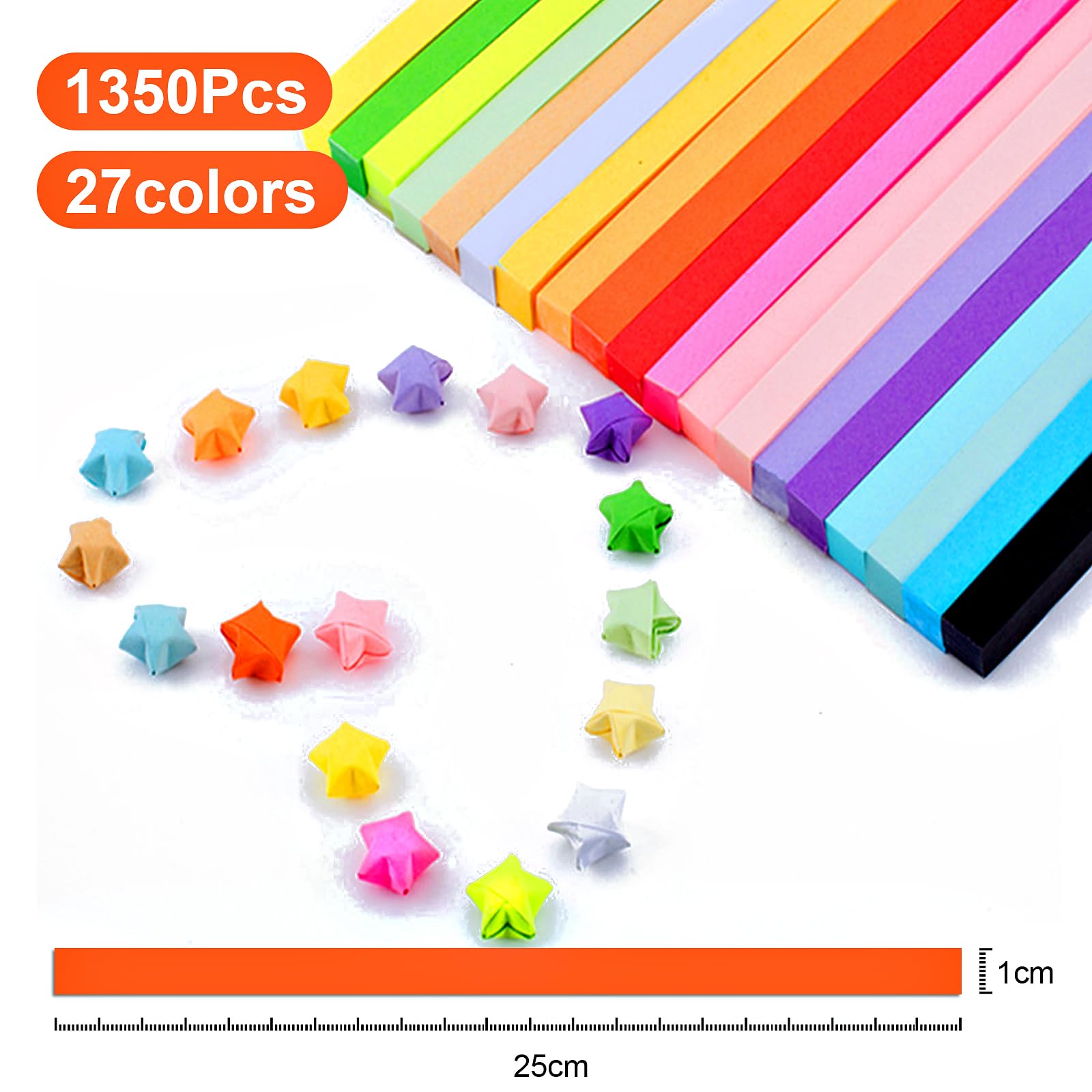 Carta Per Origami 1350 Fogli - 27 Colori, Per Stelle Fortunata, Decorazioni, Lavoretti Bambini E Scuola - Foto 7