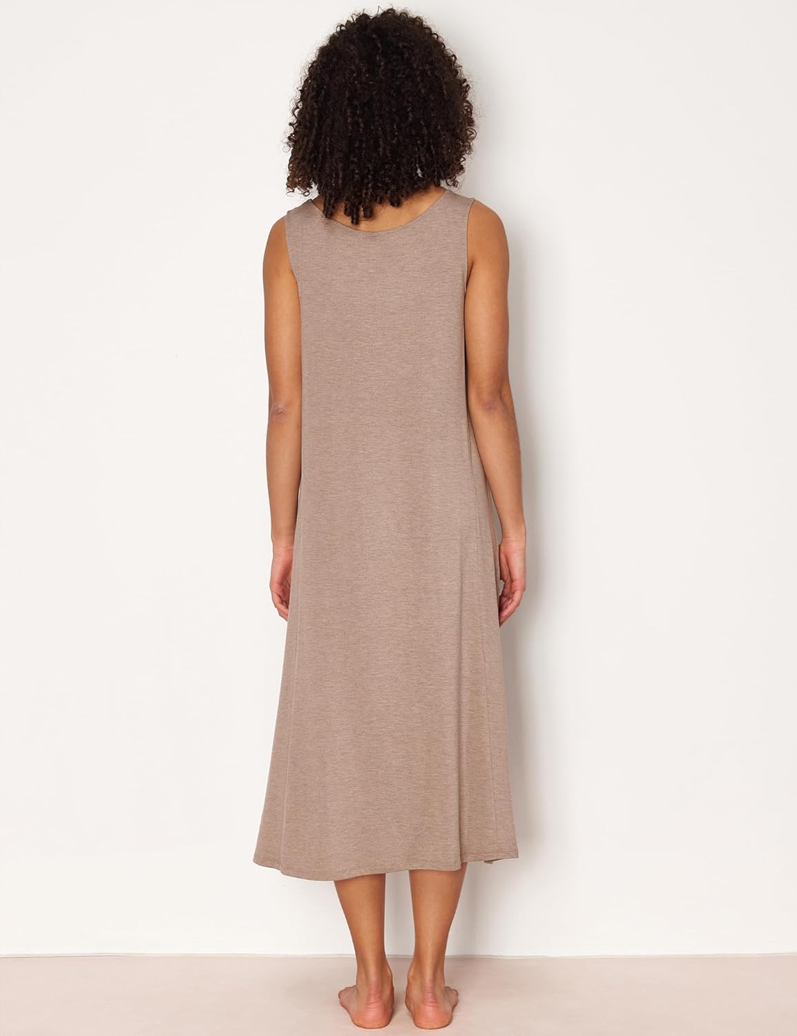 GYS Sleeveless Nightgowns for Women Soft Bamboo Viscose Night Shirts Tank Sleepwear with Pockets Long Sleep Dress - Image 2