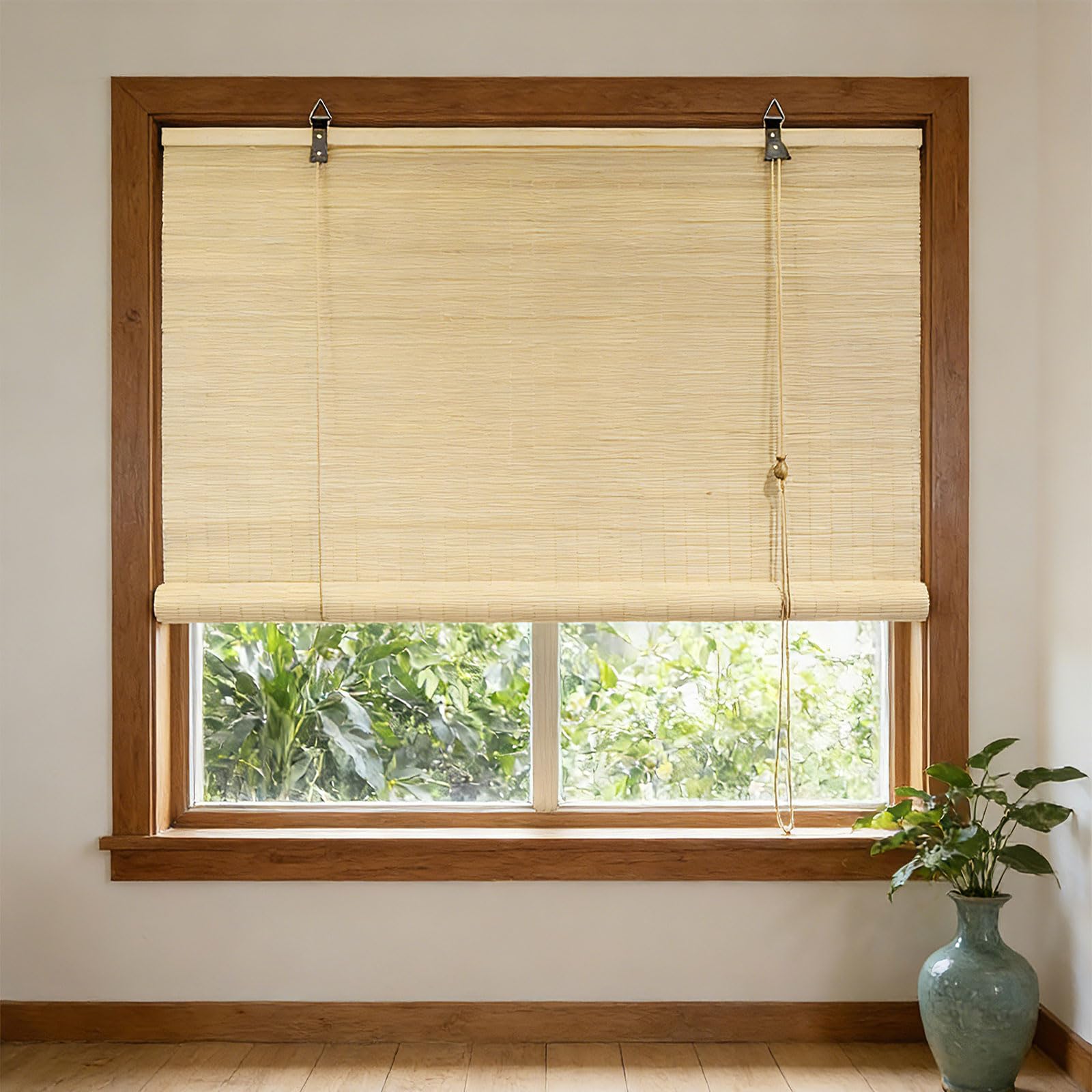 Bambus Raffrollo 30 x 260 cm Atmungsaktiver Wetterfest Sonnenschutz Bambusrollo Bambus Sichtschutz Rollo für Fenster Und Türen, A