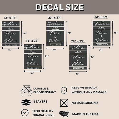 Miniatura 8 de Calcomanía con texto en inglés "Welcome to Our Wedding Mirror" – Soon to Be Mr & Mrs - Calcomanía de espejo personalizable – Just Married –