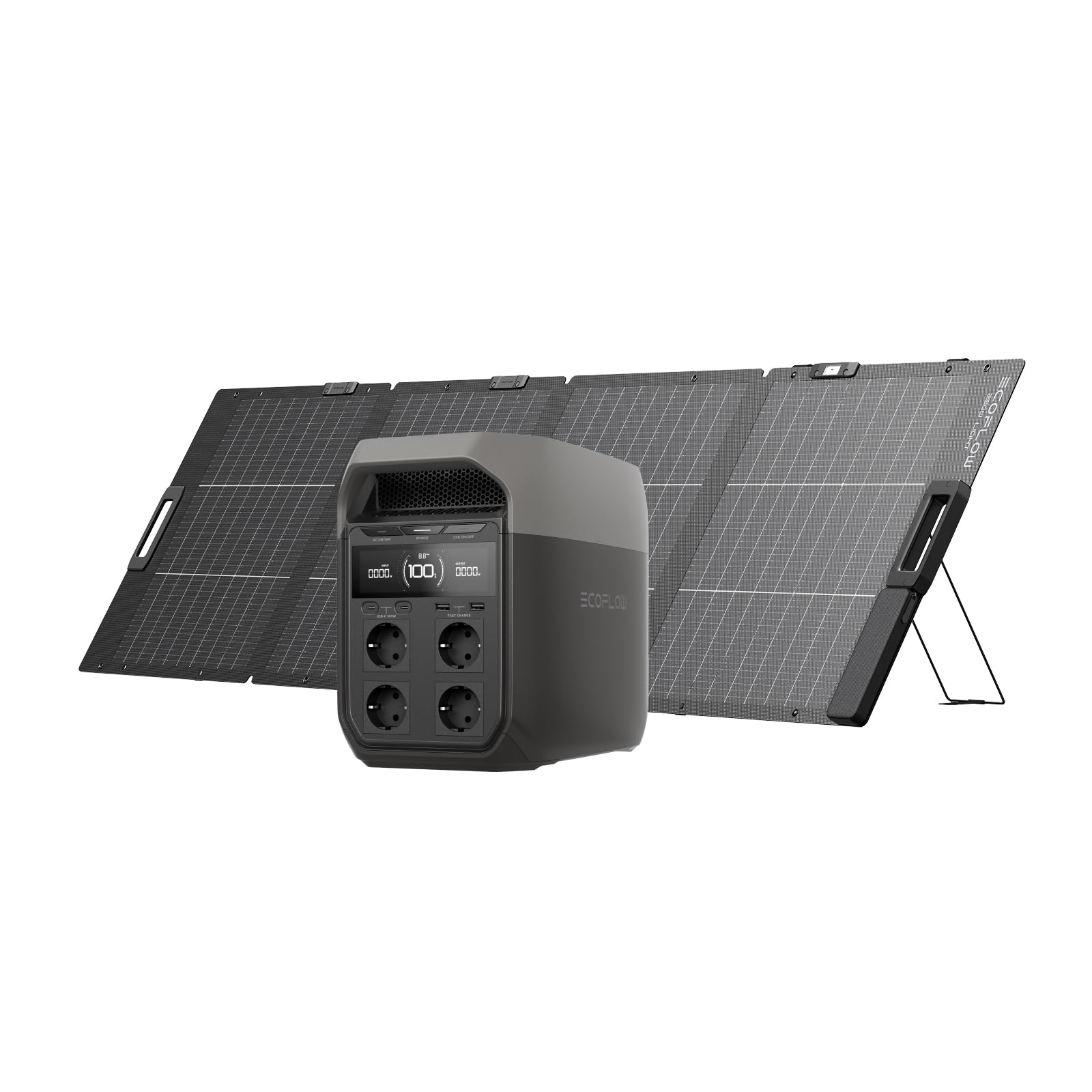 EF EcoFlow Générateur solaire DELTA 3 avec panneau solaire 220W, 500 W d'entrée PV, cellules LiFePO4, 1024 Wh de capacité, station électrique pour domestique, camping et RV