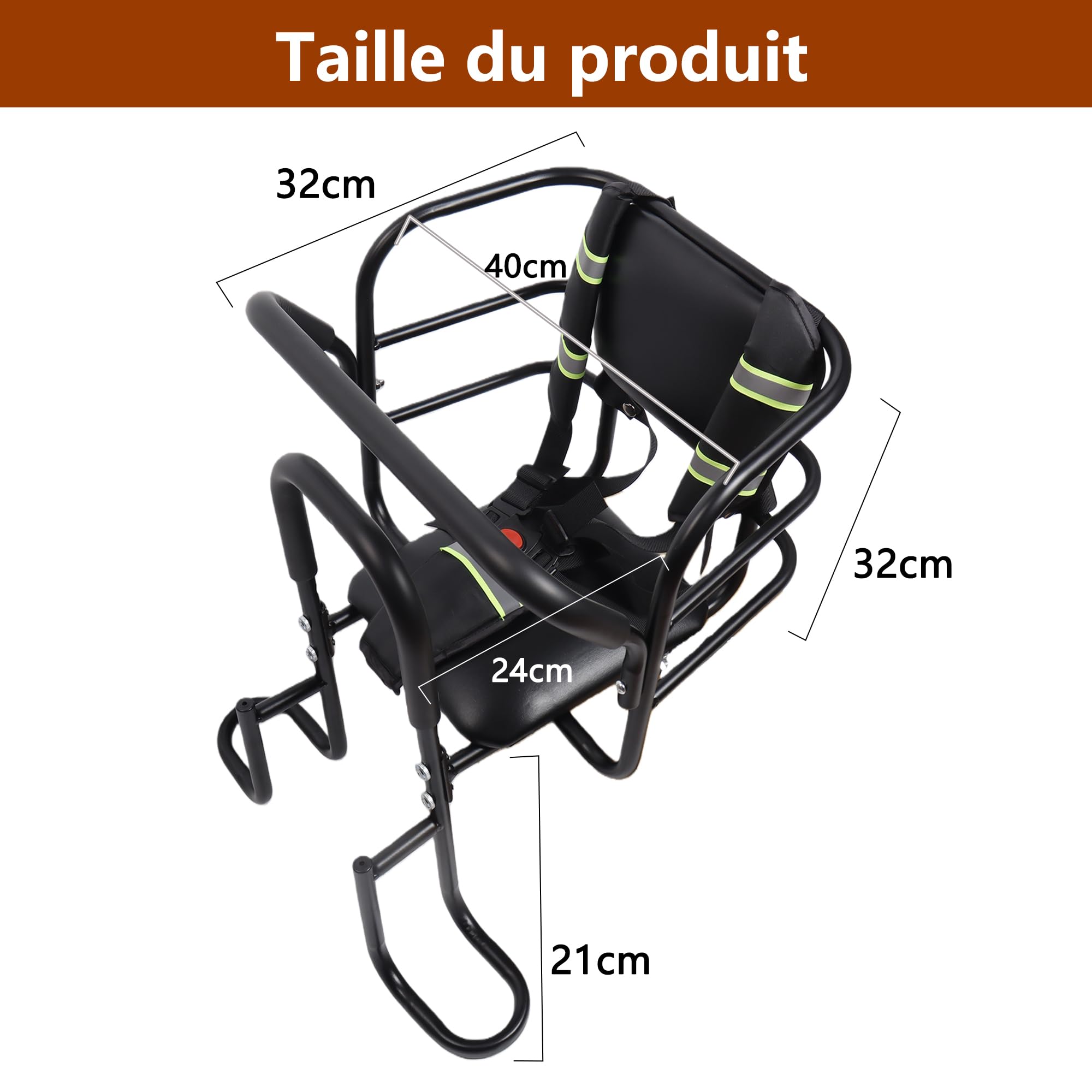 QMD Siège vélo Enfant arrière, avec Repose-Pieds, Dossier et Barre de Maintien, conçu pour Les Enfants de 18 Mois à 8 Ans, Installation Facile - 3