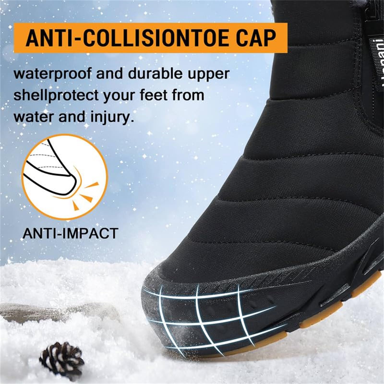 Hanani Stivali Uomo Invernali Caldo Stivaletti da Neve Comode Cerniera Donna Scarpe antiscivolo Caviglia Boots