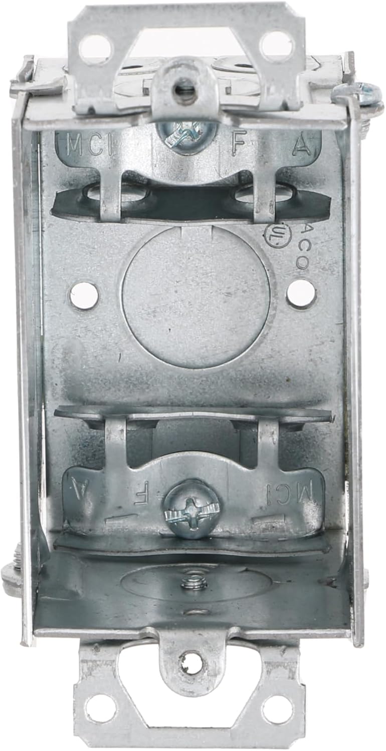 Hubbell-Raco 518 2-1/2-inch Deep, Gangable MC/BX Cable Clamps, with Plaster Ears, 3-Inch by 2-Inch Switch Box, Silver