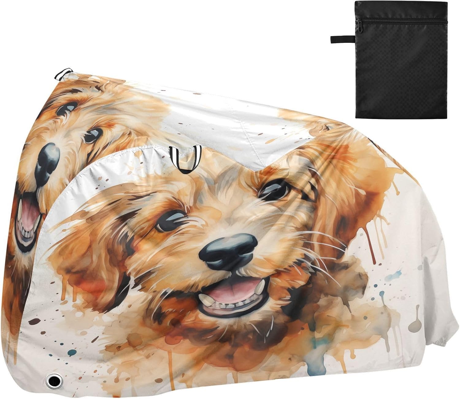 ALAZA Cute Puppy Dog Golden Retriever Bike Cover Waterproof Outdoor Ebike Bicycle Covers Tarp Protection for 1/2 Bikes, Sun UV Dust Wind Proof