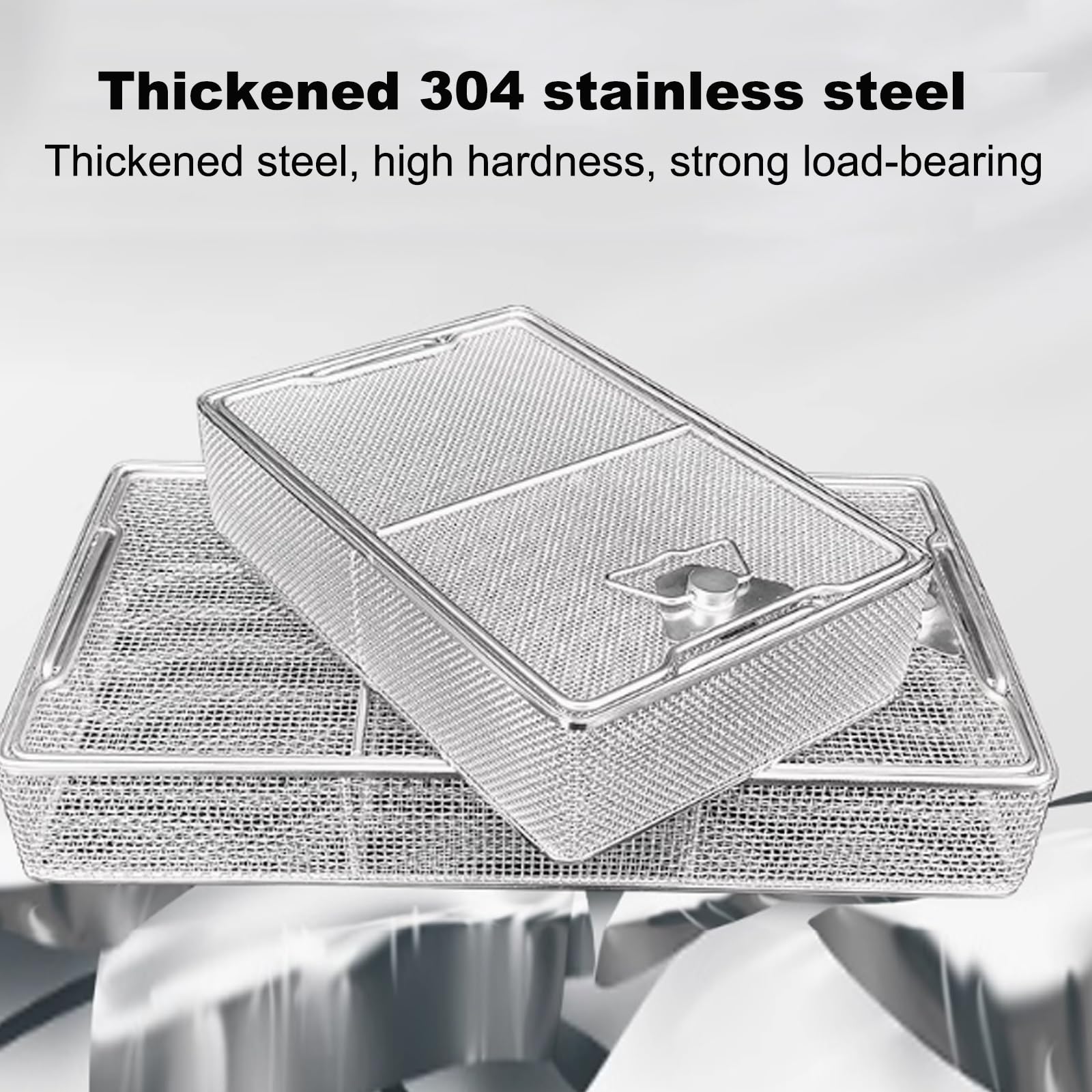 Medizinisches Chirurgisches Tablett, Netzkorb Aus Edelstahl Mit Deckel, Sterilisationskorb Für Chirurgische Instrumente, Maschenweite 4mm/0.16in, Für Operationssaal, Dental(30x20cm/11.8x7.9in)
