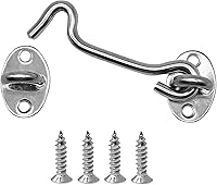 Vista 1 de Paquete de 4 cierres de puerta de 4" con gancho y ojo, cierres de puerta de granero de acero inoxidable resistente a la oxidación, ganchos de cabina