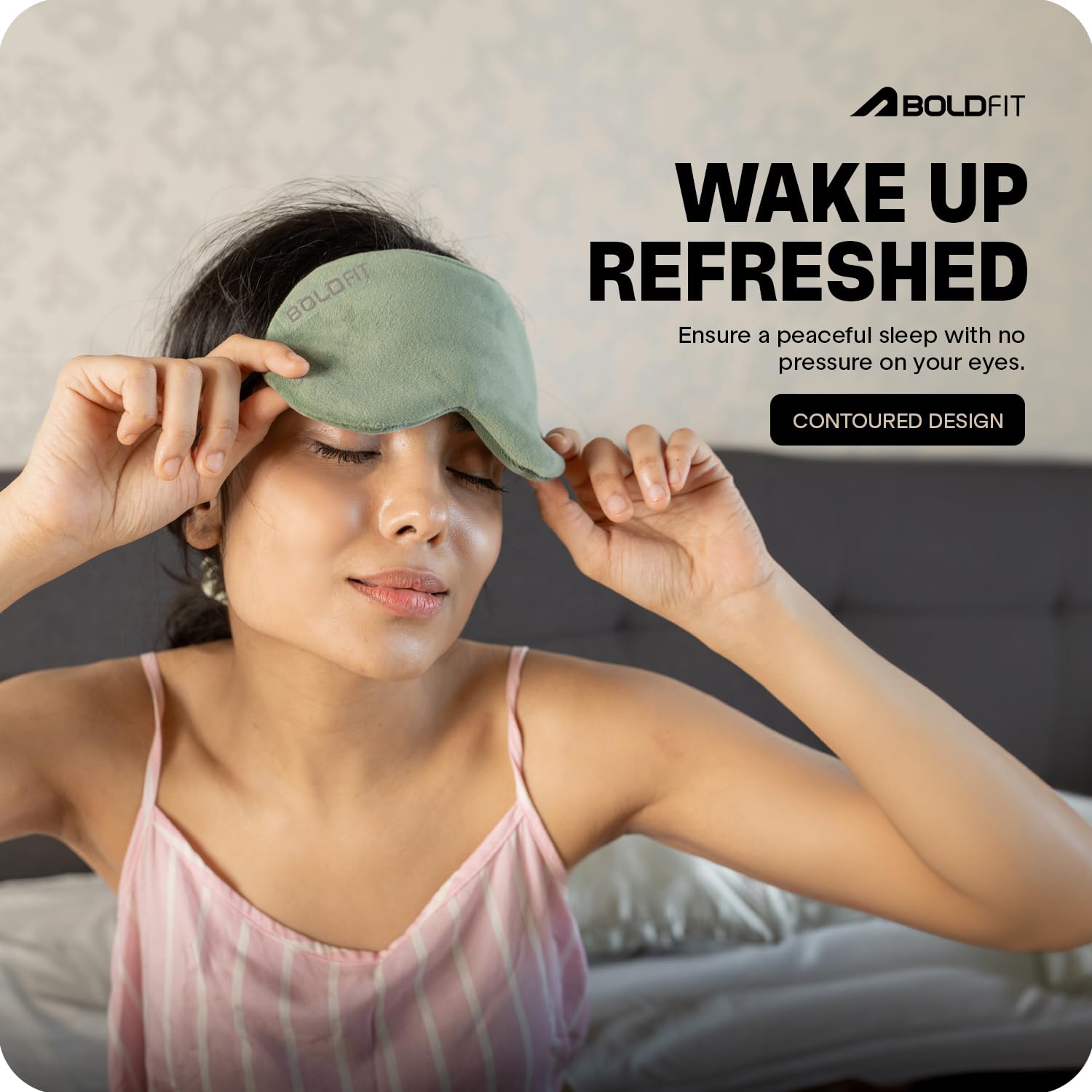Boldfit Antifaz de silicona para dormir con correa ajustable, máscara de dormir súper suave, plegable ciego para dormir cómodamente, almohadilla de viaje para niñas, máscara de ojos para dormir